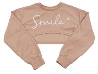 Starorůžová vzorovaná crop mikina s nápisem SHEIN