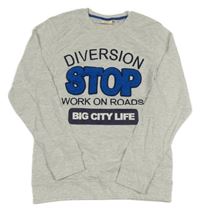 Světlešedá melírovaná slabá mikina s nápisy Kids