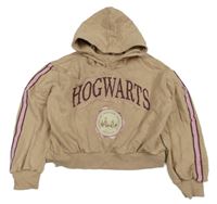 Světlehnědá crop mikina s nápisem - Harry Potter a pruhy a kapucí H&M