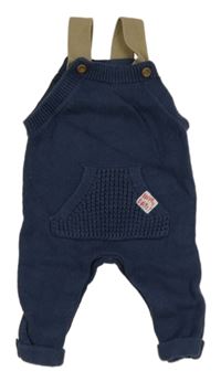 Tmavomodro-béžové pletené laclové kalhoty s kapsou F&F