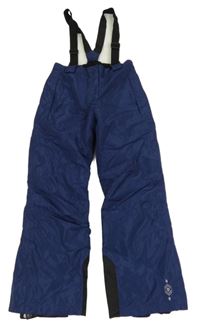 Tmavomodro-černé šusťákové funkční zimní oteplovačky s odepínacími kšandami crivit