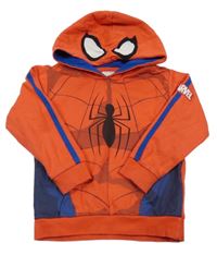 Červeno-tmavomodrá mikina s pavoukem a kapucí - Spider-man MARVEL