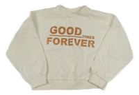 Smetanová oversize crop mikina s nápisy 