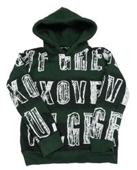 Khaki-černá teplá mikina s nápisy a kapucí Ekko Kids