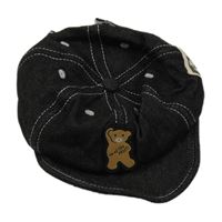 Černá riflová kšiltovka s medvídkem a nápisem