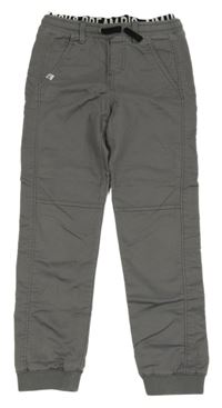 Tmavošedé cuff teplákové rifle s nápisy H&M