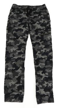 Šedo-černé army cargo cuff plátěné kalhoty KappAhl