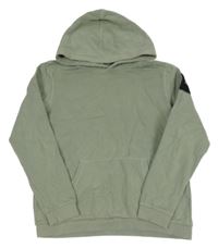 Světlekhaki mikina s kapsou a logem a kapucí JACK&JONES