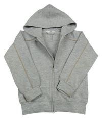 Šedá melírovaná tech fleece propínací mikina s kapucí H&M
