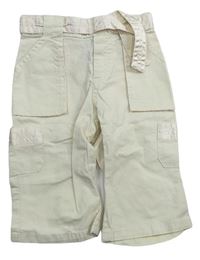 Smetanové plátěné kalhoty s páskem GAP 