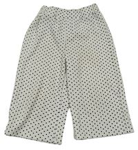 Bílé puntíkované žebrované culottes kalhoty Jeff&Co 