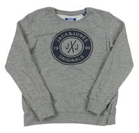 Šedá melírovaná mikina s potiskem Jack & Jones