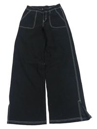 Černé elastické wide leg kalhoty H&M