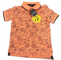 Neonově oranžové polo tričko s dinosaury George