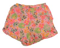 Růžové květované lehké kraťasy s listy zn. Primark