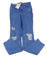 Modré high waist super skinny rifle s prošoupáním New Look