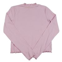 Růžové žebrované crop triko se stojáčkem Tom Tailor