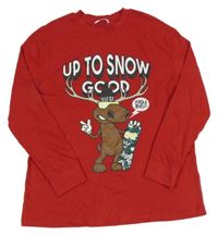 Červené triko s losem a snowboardem M&S