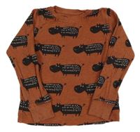 Hnědé melírované triko s hrochy Next