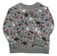 Šedá melírovaná mikina s králíky a vážkami Papagino