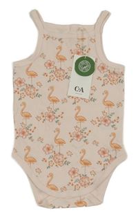 Nové - Růžové květované body s plameňáky C&A