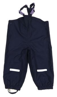 Tmavomodré šusťákové podšité laclové kalhoty Pocopiano