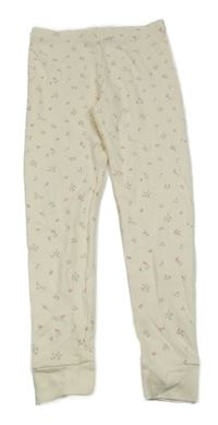 Krémové květované žebrované spodní kalhoty F&F