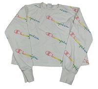 Bílá crop mikina s logy Champion