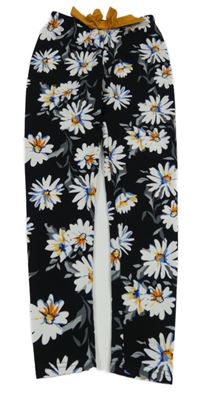 Černé květované legíny s mašlí Shein