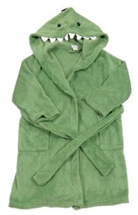 Zelený chlupatý župan s kapucí - dinosaurus H&M