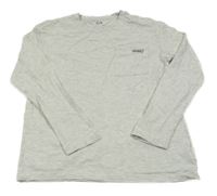 Světlešedé melírované triko s kapsou s nápisem C&A