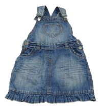 Modré riflové laclové šaty se srdcem Topolino