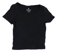 Černé žebrované crop tričko H&M