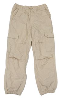 Béžové šusťákové cargo cuff kalhoty H&M