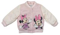 Světlerůžovo-smetanový šusťákový zateplený bomber s Minnie Primark