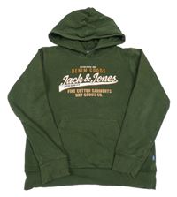 Khaki mikina s nápisem a kapucí Jack & Jones