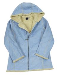 Světlemodrý semišový zateplený kabát s kapucí GAP
