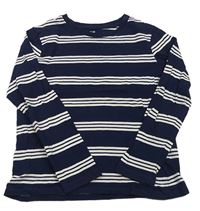 Tmavomodro-bílé pruhované triko H&M