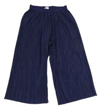 Tmavomodré plisované culottes kalhoty H&M