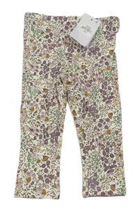 Bílo-lila květované legíny Primark