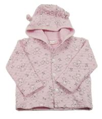 Světlerůžová vzorovaná propínací mikina s koalami a kapucí 