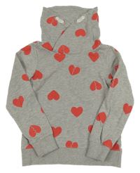 Šedá mikina se srdíčky a komínovým límcem Page one young