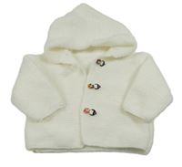 Smetanový propínací svetr s kapucí 