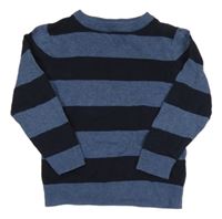 Modro-tmavomodrý pruhovaný lehký svetr H&M