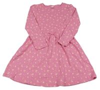 Růžové vzorované žebrované šaty Topolino