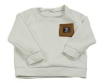 Bílá vzorovaná mikina s hnědou kapsou shein