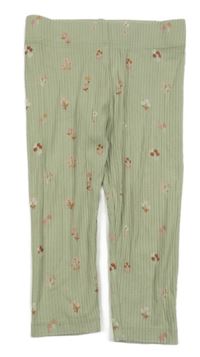 Zelené žebrované legíny s kvítky Nutmeg