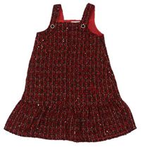Červeno-černé kostkované třpytivé šaty s flitry Matalan