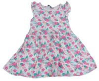 Bílo-růžovo-zelené květované šaty Primark