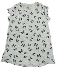 Světlešedé melírované tričko s motýlky H&M
